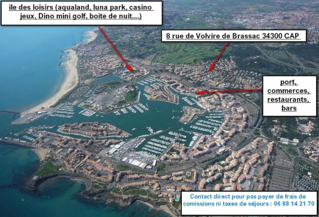 Cap D'Agde Studio Cabine 6 Pers. + Terrasse + Parking Prive + Clim מראה חיצוני תמונה